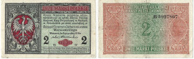 Banknoten, Deutschland / Germany. Nebengebiete Deutsches Reich, Kaiserlich. 2 Marki 1916. Generalgouvernement Warschau. Ro.451b. III