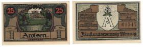 Banknoten, Deutschland / Germany. Arolsen. 25 Pfennig 1921 Notgeld. Kassenfrisch