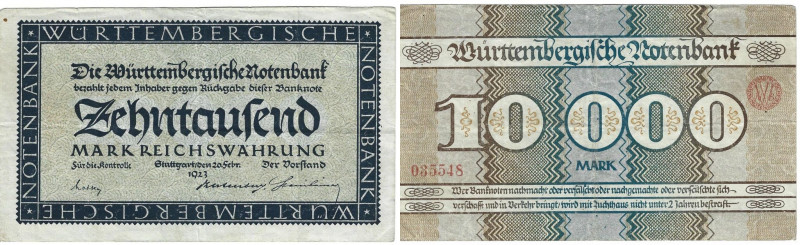 Banknoten, Deutschland / Germany. Württemberg - Stuttgart - Württembergische Not...