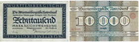 Banknoten, Deutschland / Germany. Württemberg - Stuttgart - Württembergische Notenbank. 10000 Mark 1923 Länder-Banknote. WTB-13. III