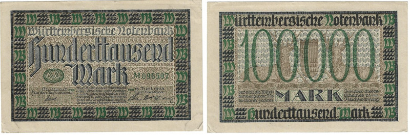 Banknoten, Deutschland / Germany. Württemberg - Stuttgart - Württembergische Not...