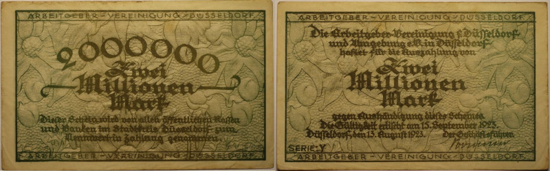 Banknoten, Deutschland / Germany. Notgeld Stadt Düsseldorf. Rheinland Arbeitgebe...