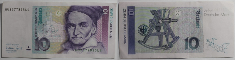 Banknoten, Deutschland / Germany. BRD. 10 Mark 1.09.1999. Carl Friedrich Gauß. I...
