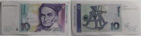 Banknoten, Deutschland / Germany. BRD. 10 Mark 1.09.1999. Carl Friedrich Gauß. I
