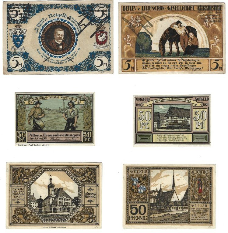 Banknoten, Deutschland / Germany, Lots und Sammlungen. Altötting (Bayern) 50 Pfe...