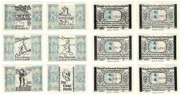 Banknoten, Deutschland / Germany, Lots und Sammlungen. Bönningstedt. 2 x 25 Pfennig, 2 x 50 Pfennig, 2 x 75 Pfennig ND(1921). Notgeld. Lot von 6 Bankn...