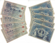 Banknoten, Deutschland / Germany, Lots und Sammlungen. Reichsbanknoten und Reichskassenscheine (1874-1914). 5 x 100 Mark Reichsbanknote 17.4.1903. Pic...