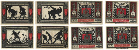 Banknoten, Deutschland / Germany, Lots und Sammlungen. Notgeld Deltmond. 4 x 50 Pfennig 1920. Lot von 4 Banknoten. Kassenfrisch