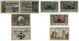 Banknoten, Deutschland / Germany, Lots und Sammlungen. Goslar am Harz 10, 25, 50 Pfennig 1920. Graefenhainichen 25 Pfennig 1921. Lot von 4 Banknoten. ...