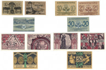 Banknoten, Deutschland / Germany, Lots und Sammlungen. Boppard. 10, 25, 50 Pfennig 1920. 25, 2 x 50 Pfennig 1921. Notgeld. Lot von 6 Banknoten. Kassen...