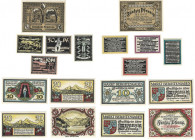 Banknoten, Deutschland / Germany, Lots und Sammlungen. Bensheim 50 Pfennig 1920. Bentheim 10, 25, 50 Pfennig ND(1921) und 1 Mark 1920. Markt Berchtesg...