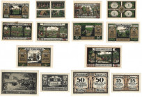 Banknoten, Deutschland / Germany, Lots und Sammlungen. Kreis Ballenstedt 2 x 5 Pfennig, 2 x 10 Pfennig, 25, 50 und 75 Pfennig 1921. Rolandstadt Belger...