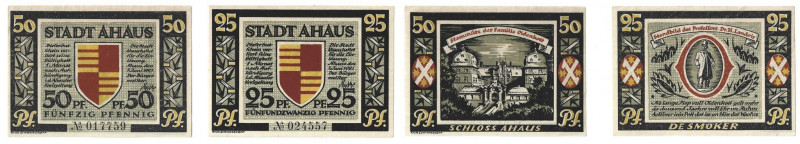 Banknoten, Deutschland / Germany, Lots und Sammlungen. Ahaus. 25 & 50 Pfennig 19...