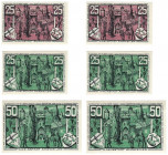 Banknoten, Deutschland / Germany, Lots und Sammlungen. Ahrweiler. 2 x 25 Pfennig, 50 Pfennig 1921 Notgeld. Lot von 3 Banknoten. Kassenfrisch