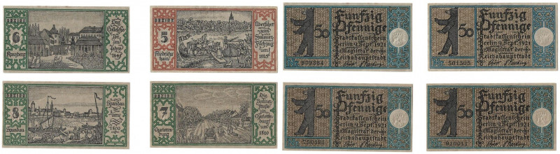 Banknoten, Deutschland / Germany, Lots und Sammlungen. Berlin. 4 x 50 Pfennig 19...