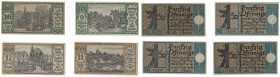 Banknoten, Deutschland / Germany, Lots und Sammlungen. Berlin. 4 x 50 Pfennig 1921. Notgeld. Lot von 4 Banknoten. Kassenfrisch