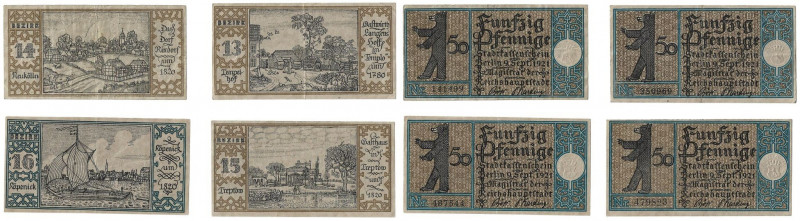 Banknoten, Deutschland / Germany, Lots und Sammlungen. Berlin. 4 x 50 Pfennig 19...