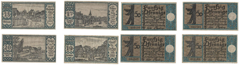 Banknoten, Deutschland / Germany, Lots und Sammlungen. Berlin. 4 x 50 Pfennig 19...