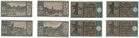 Banknoten, Deutschland / Germany, Lots und Sammlungen. Berlin. 4 x 50 Pfennig 1921. Notgeld. Lot von 4 Banknoten. Kassenfrisch