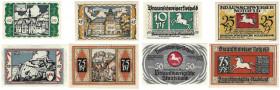 Banknoten, Deutschland / Germany, Lots und Sammlungen. Braunschweig. *BLANKENBURG AM HARZ* 10, 25, 50, 75 Pfennig 1921-1923. Notgeld. Lot von 4 Bankno...