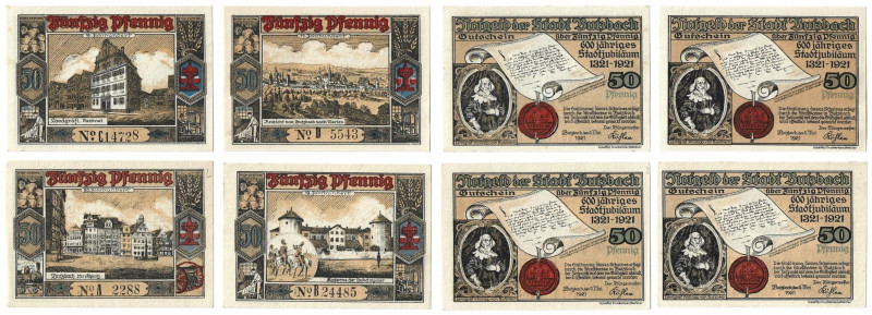 Banknoten, Deutschland / Germany, Lots und Sammlungen. Butzbach. 4 x 50 Pfennig ...