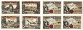 Banknoten, Deutschland / Germany, Lots und Sammlungen. Butzbach. 4 x 50 Pfennig 1921 Notgeld. Lot von 4 Banknoten. Kassenfrisch