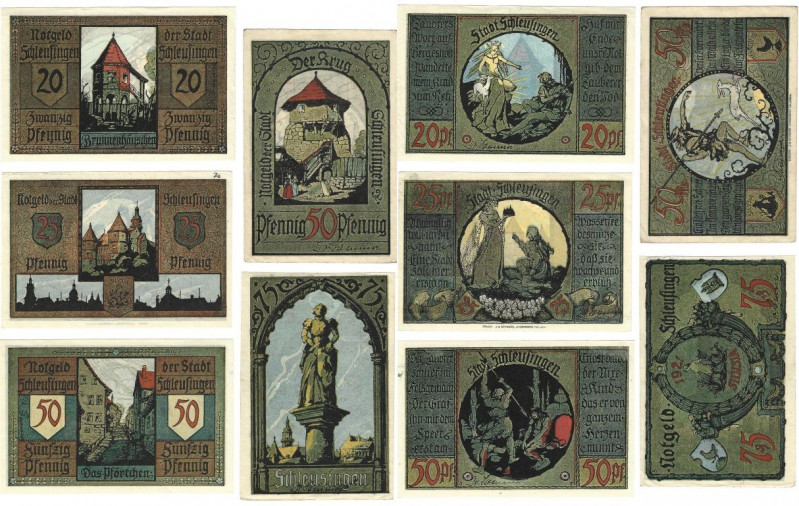 Banknoten, Deutschland / Germany, Lots und Sammlungen. Notgeld Schleusingen. 20 ...