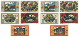 Banknoten, Deutschland / Germany, Lots und Sammlungen. Zeulenroda 5 x 50 Pfennig 1921. Lot von 5 Banknoten. Notgeld. Kassenfrisch