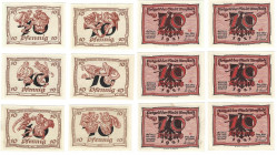 Banknoten, Deutschland / Germany, Lots und Sammlungen. Arnstadt. 6 x 10 Pfennig 1921 Notgeld. Lot von 6 Banknoten. Kassenfrisch