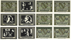Banknoten, Deutschland / Germany, Lots und Sammlungen. Auerbach. 3 x 50 Pfennig, 3 x 75 Pfennig 1921 Notgeld. Lot von 6 Banknoten. Kassenfrisch