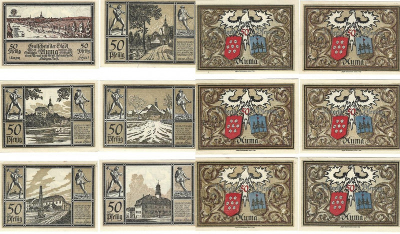 Banknoten, Deutschland / Germany, Lots und Sammlungen. Auma. 6 x 50 Pfennig 1921...