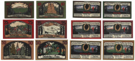Banknoten, Deutschland / Germany, Lots und Sammlungen. Notgeld Schierke i. Harz. 2 x 10 Pfennig, 2 x 25 Pfennig, 2 x 50 Pfennig 1921. Lot von 6 Bankno...