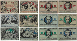 Banknoten, Deutschland / Germany, Lots und Sammlungen. Weimar. 6 x 50 Pfennig 1921. Lot von 6 Banknoten. Notgeld. Kassenfrisch