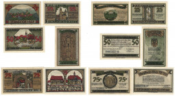 Banknoten, Deutschland / Germany, Lots und Sammlungen. Gernrode im Harz. 2 x 25 Pfennig, 2 x 50 Pfennig. 2 x 75 Pfennig 1921. Lot von 6 Banknoten. Not...