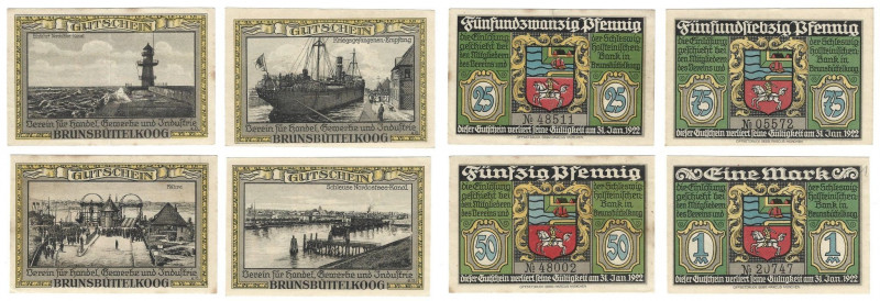 Banknoten, Deutschland / Germany, Lots und Sammlungen. Brunsbüttelkoog. 25, 50, ...