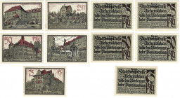 Banknoten, Deutschland / Germany, Lots und Sammlungen. Aschersleben. 2 x 25 Pfennig, 2 x 50 Pfennig, 75 Pfennig 1922 Notgeld. Lot von 5 Banknoten. Kas...