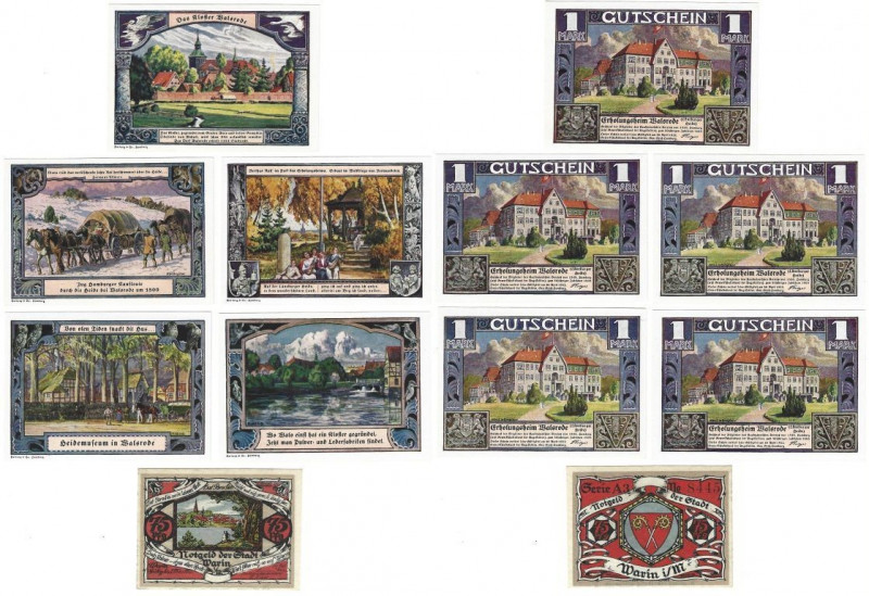 Banknoten, Deutschland / Germany, Lots und Sammlungen. Walsrode 5 x 1 Mark 1922....