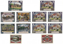 Banknoten, Deutschland / Germany, Lots und Sammlungen. Walsrode 5 x 1 Mark 1922. Warin 75 Pfennig 1922. Lot von 6 Banknoten. Notgeld. Kassenfrisch