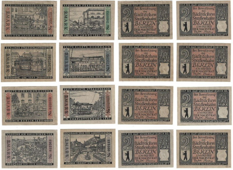 Banknoten, Deutschland / Germany, Lots und Sammlungen. Berlin. 8 x 2 Mark 1922. ...