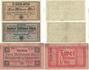 Banknoten, Deutschland / Germany, Lots und Sammlungen. Notgeld Dresden (Sachsen). Reichsbahn. 2 Millionen Mark 13.8.1923, 5 Millionen Mark 21.8.1923, ...