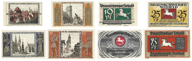 Banknoten, Deutschland / Germany, Lots und Sammlungen. Braunschweig. 10, 25, 50,...