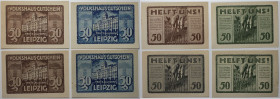 Banknoten, Deutschland / Germany, Lots und Sammlungen. Notgeld Leipzig, Sachsen. 4 x 50 Pfennig 30.06.1922. G/M 786.1, 2. Lot von 4 Banknoten. I-II