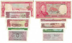 Banknoten, Laos, Lots und Sammlungen. 1 KIP 1962 (P.8) I, 5 KIP 1979 (P.26) I, 20 KIP 1979 (P.28) I, 50 KIP 1979 (P.29) I, 500 KIP 1974 (P.17) II. Lot...