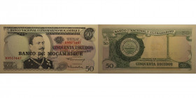 Banknoten, Mosambik / Mozambique. 50 Escudos 1970. P.111. I