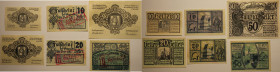 Banknoten, Österreich / Austria, Lots und Sammlungen. Gemeinden Notgeld. 2 x 10 Heller, 2 x 20 Heller, 2 x 50 Heller 1920. Lot von 6 Banknoten. I-II