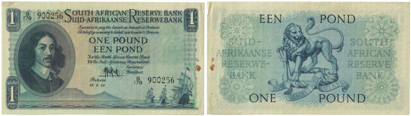 Banknoten, Südafrika / South Africa. 1 Pound 1954. Pick 93e. I-II