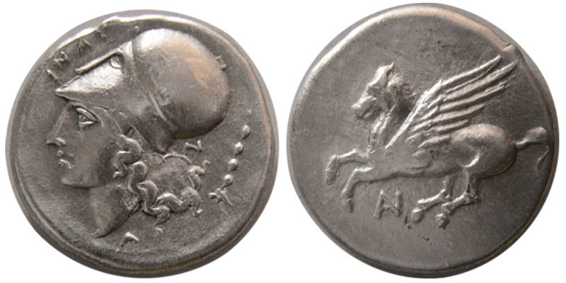 CORINTHIA, Corinth. 375-300 BC. AR Stater (8.63 gm; 22 mm). Pegasus flying left,...