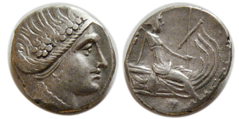 EUBOIA, Histiaia. 3rd-2nd centuries BC. AR Tetrobol (1.86 gm; 17 mm). Wreathed h...
