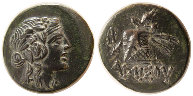 KINGDOM of PONTOS, Amisos. Ca. 85-65 BC. Æ (7.99 gm; 22 mm). Wreathed head of Di...