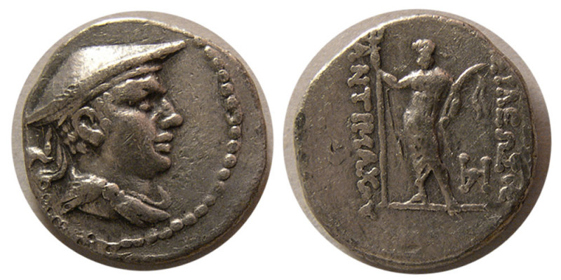 BACTRIAN KINGDOM. Antimachus. (ca. 174-165 BC). AR Hemidrachm (2.23 gm; 15 mm). ...